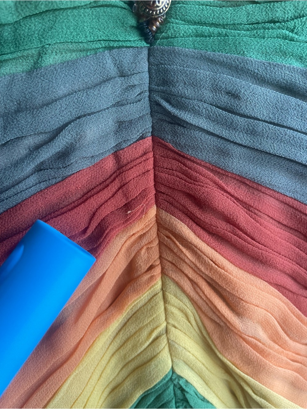 New Mandalay 100% Silk Beaded Rainbow Chevron Sleeveless Dress Multi Cocktail 4 - Picture 6 of 16